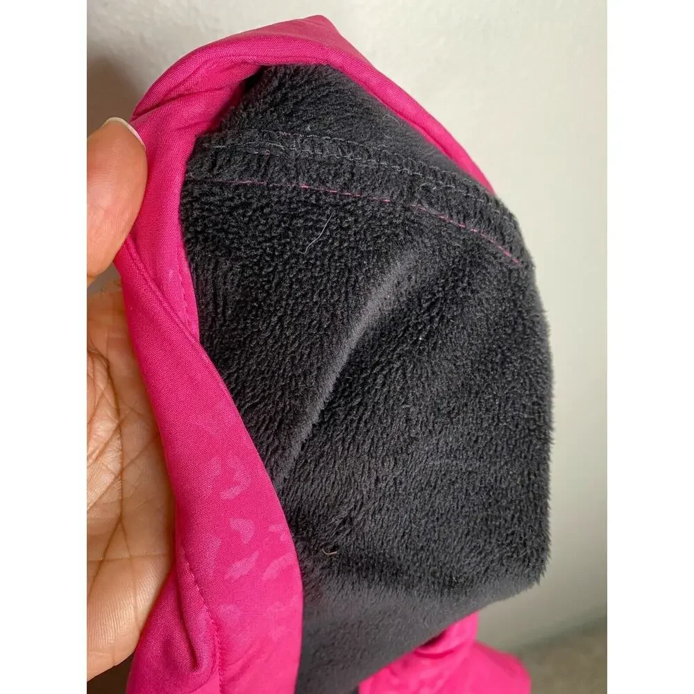 Snowzu Pink Black Hooded Zip Up Pockets Girls Jacket Size 10 12 M Medium